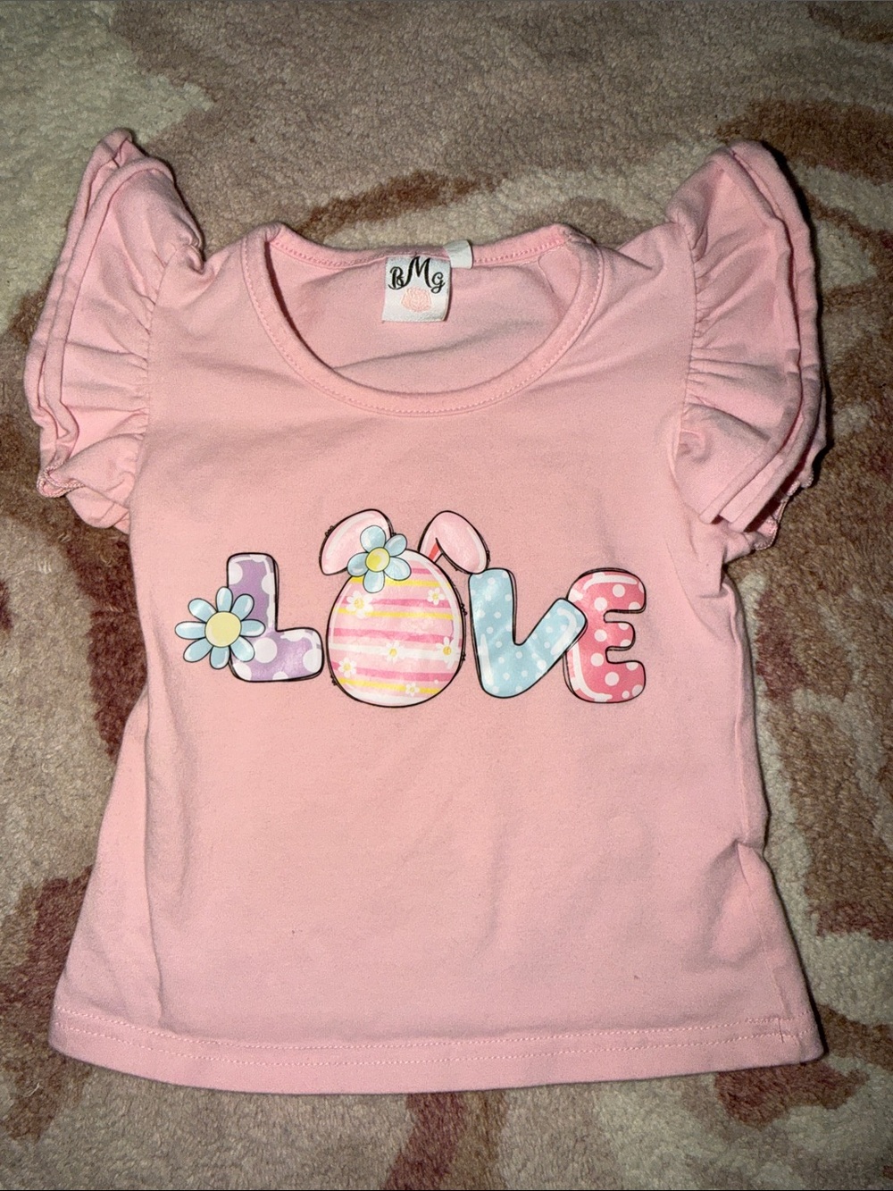 Mia Belle Girls Pink 'Love' Ruffle Sleeve Top with Pastel Rainbow Tutu, sz 2/3 - Picture 3 of 13